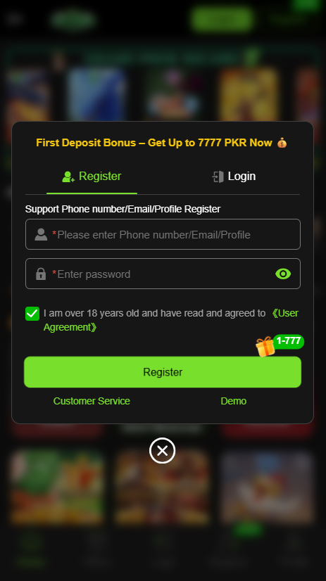 5r game login and registration page